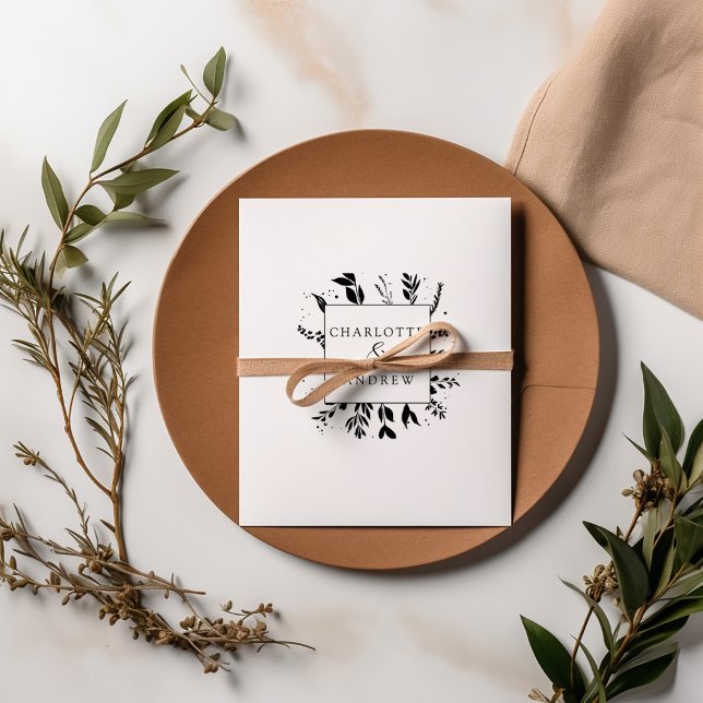 Elegant, Monogram, konstläder, Bröllop Stämpel (Skapare uppladdad)