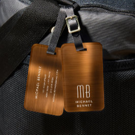 Elegant Monogram koppar Bagagebricka