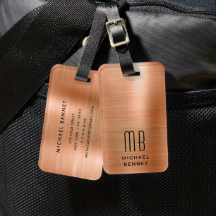 Elegant Monogram koppar Bagagebricka