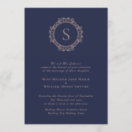 Elegant Monogram koppar flottan Bröllop Inbjudningar