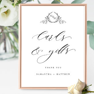 Elegant Monogram-kort och Bröllop-tecken Poster