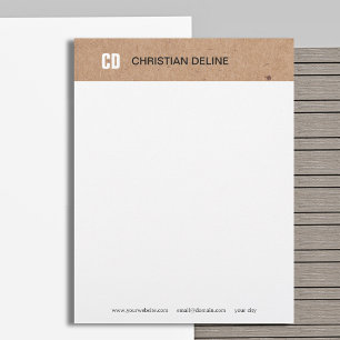 Elegant Monogram Kraft Vit Modern Minimalistisk Brevhuvud