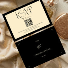 Elegant Monogram Kräm och Svart Bröllop