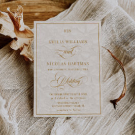 Elegant Monogram Krämfärgad Blommig Bröllop Inbjudningar
