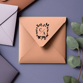 Elegant, Monogram, läder, Bröllop Stämpel