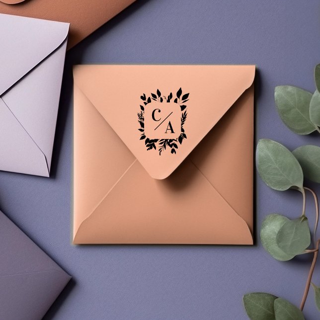 Elegant, Monogram, läder, Bröllop Stämpel (Skapare uppladdad)