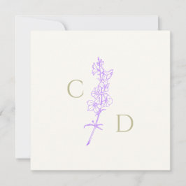 Elegant Monogram  Lavendel Riddarsporre Blommig  Inbjudningar