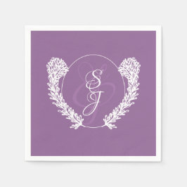 Elegant Monogram Lavender Lila Bröllop Pappersservett