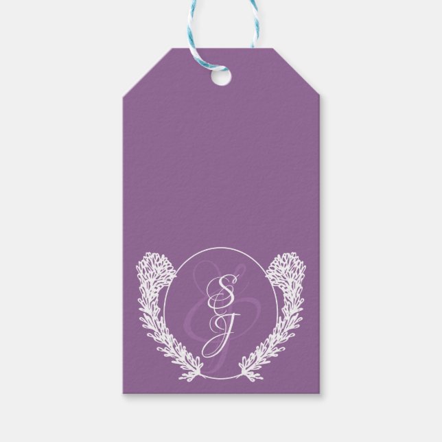 Elegant Monogram Lavender Lila Bröllop Presentetikett (Framsidan)