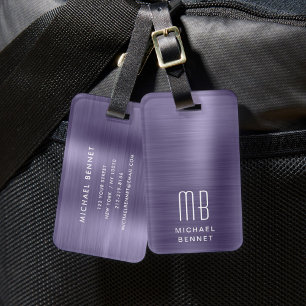 Elegant Monogram Lila Bagagebricka