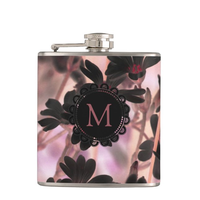 Elegant Monogram Lila Blommor Fickplunta (Framsidan)