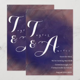 Elegant Monogram Lila Bröllop Spara Datumet