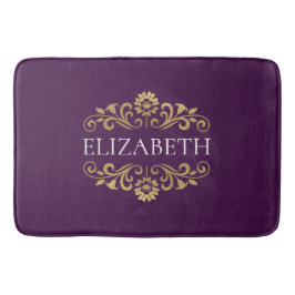 Elegant Monogram Lila Guld Bath Mat Badrumsmatta