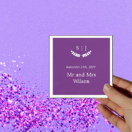 Elegant Monogram Lila Jewel Tone Dinner Cocktail Pappersservett