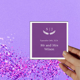 Elegant Monogram Lila Jewel Tone Dinner Cocktail Pappersservett