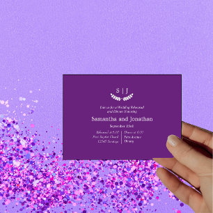 Elegant Monogram Lila Jewel Tone Rehearsal Inbjudningar