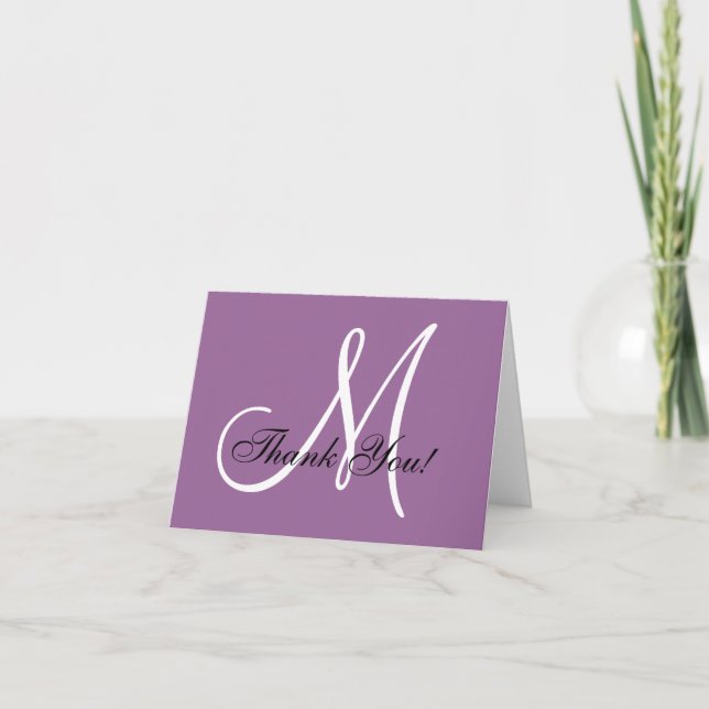Elegant Monogram Lila Mauve - tackkort (Framsida)