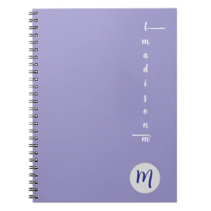 Elegant Monogram Lila Skrift Kontor Skola Anteckningsbok
