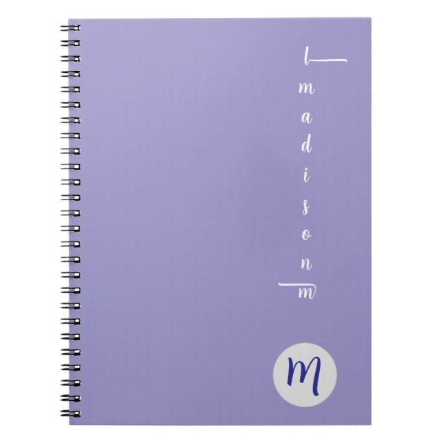 Elegant Monogram Lila Skrift Kontor Skola Anteckningsbok (Framsidan)