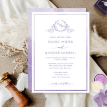 Elegant Monogram Lila Watercolor Bröllop