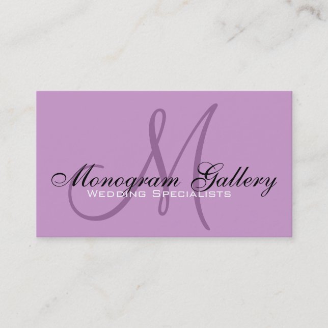 Elegant Monogram Lilac Anpassade Affärskort Visitkort (Framsida)