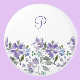 Elegant Monogram Lilac Blommigt Knopp