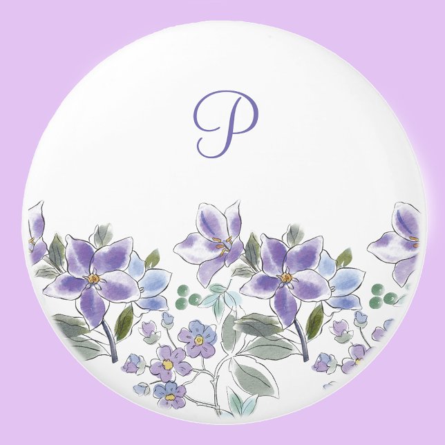 Elegant Monogram Lilac Blommigt Knopp (Skapare uppladdad)