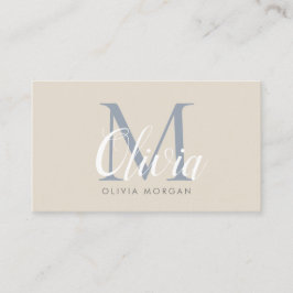 Elegant monogram logotyp beige blue professionell visitkort