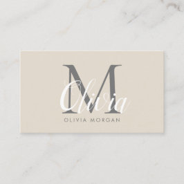 Elegant monogram logotyp beige grått professionell visitkort