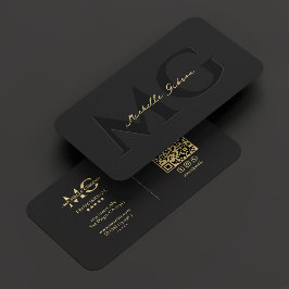 Elegant Monogram Luxury Black Professionell Visitkort
