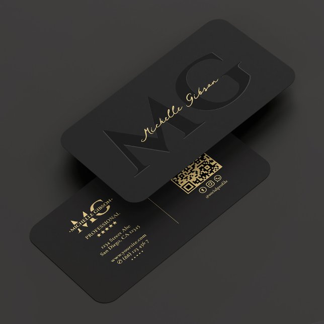 Elegant Monogram Luxury Black Professionell Visitkort (Elegant Monogram Black Gold Professional Modern Business Card
)