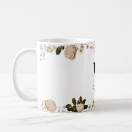 Elegant Monogram M-Blommigt Initial Mugg