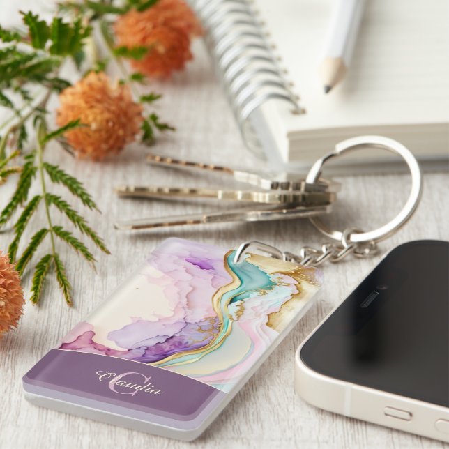 Elegant Monogram Marble Liquid Bläck (Högra Framsidan)