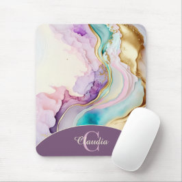 Elegant Monogram Marble Liquid Bläck Musmatta
