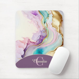 Elegant Monogram Marble Liquid Bläck Musmatta