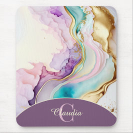 Elegant Monogram Marble Liquid Bläck Musmatta