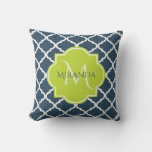 Elegant Monogram marin Grönt Quatrefoil och Namn