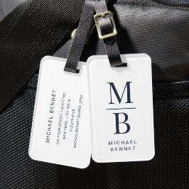 Elegant Monogram Marinblå Bagagebricka
