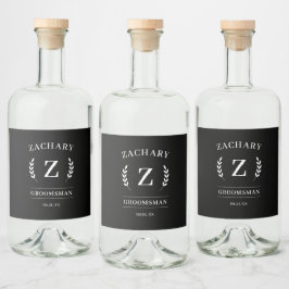 Elegant Monogram Marskalkars Gift-Bröllopsfest Spritflaskor Etikett
