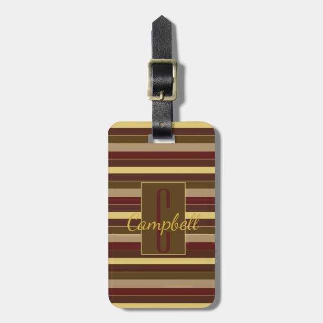 ELEGANT MONOGRAM MASCULINE BROWN RAND MÖNSTER BAGAGEBRICKA (Vertikal Framsida)