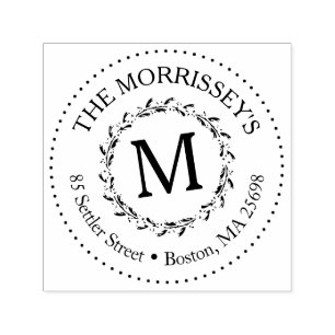 Elegant monogram med namn och adress självfärgande stämpel