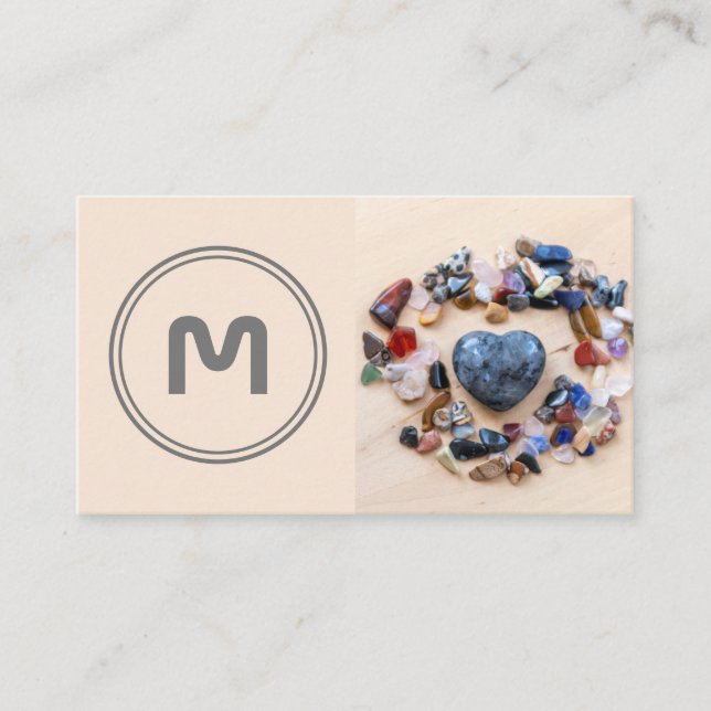 Elegant monogram med två ton små kristallgemen visitkort (Framsida)