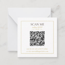 Elegant Monogram Minimal Bröllop RSVP-kort QR-kod Anteckningskort