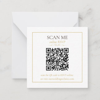Elegant Monogram Minimal Bröllop RSVP-kort QR-kod Anteckningskort