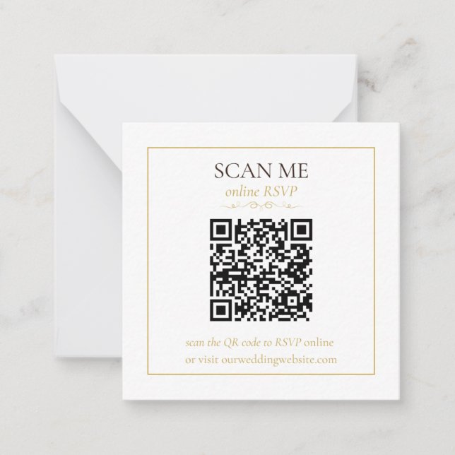 Elegant Monogram Minimal Bröllop RSVP-kort QR-kod Anteckningskort (Framsida)