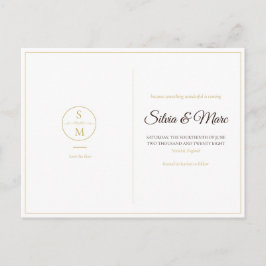 Elegant Monogram Minimal Bröllop Spara Datum Meddelande Vykort