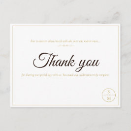 Elegant Monogram Minimal Bröllop Tackkort Vykort