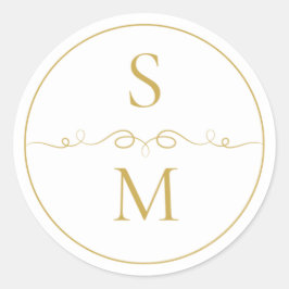Elegant Monogram Minimal Bröllops Kuvert Sigill Runt Klistermärke