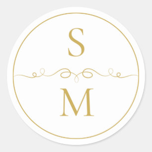 Elegant Monogram Minimal Bröllops Kuvert Sigill Runt Klistermärke
