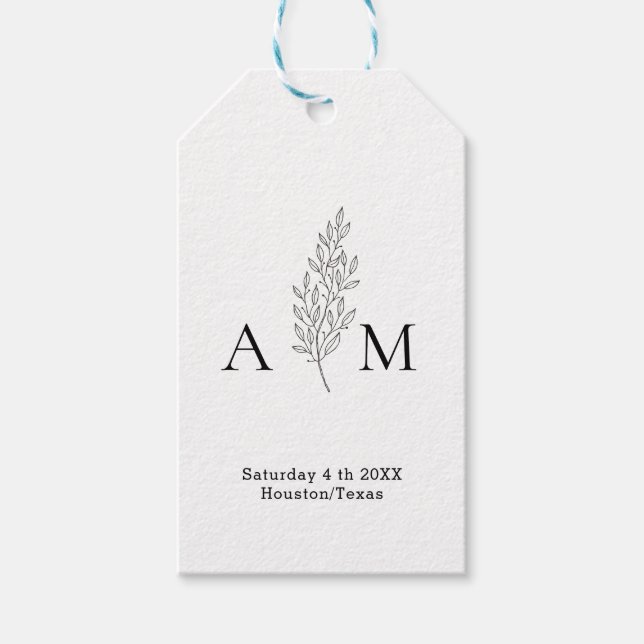 Elegant Monogram Minimal Line Art Presentetikett (Framsidan)